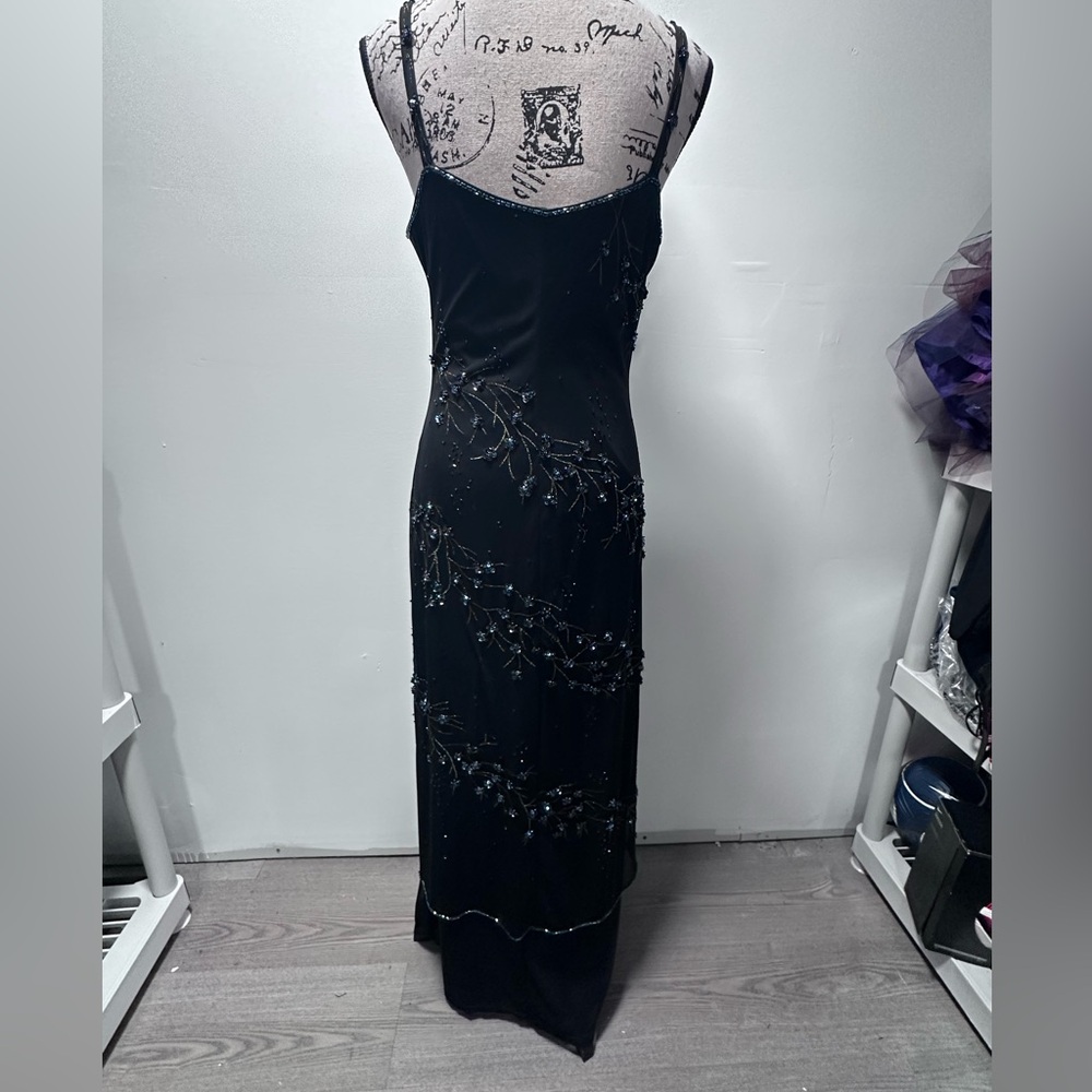 Beautiful Y2KVintage Sue Wong Silk Sheer Mesh Lace Beaded Floral Maxi Slip Dress - Picture 9 of 16